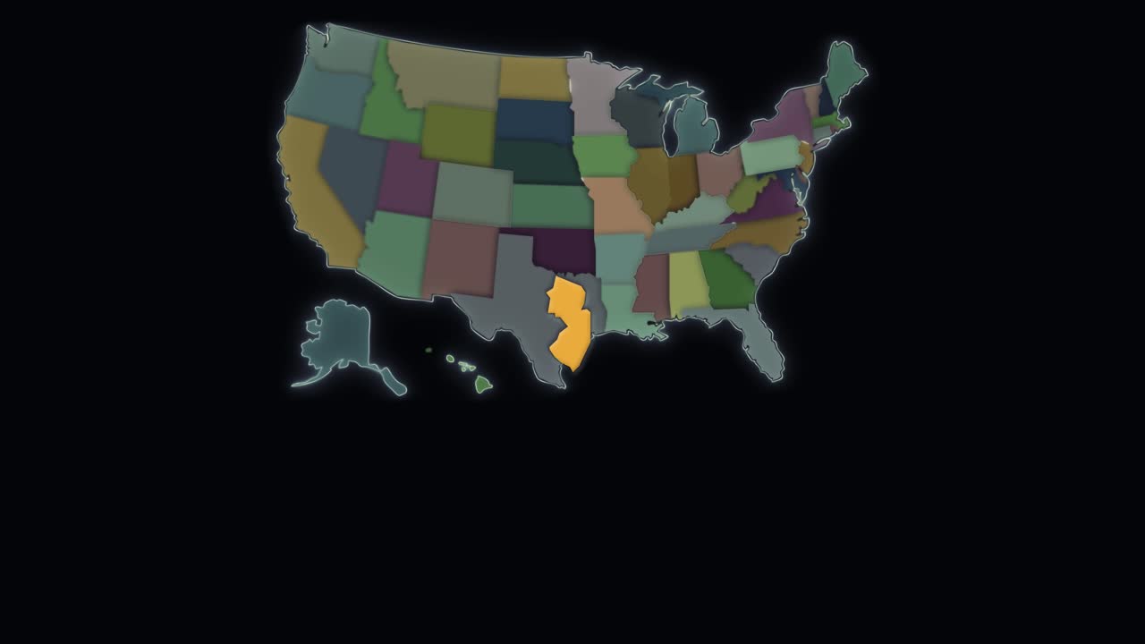 New Jersey er fremhævet - USA - Kort over USA