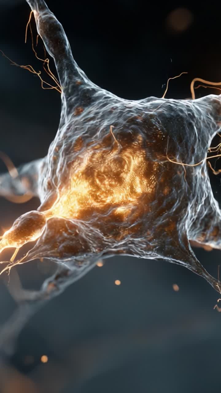 A Stunning Close-Up of a Bioluminescent Neuron, Showcasing Intricate Structures and Glowing Activity, Capturing the Essence of Neurobiology in Stunning Detail
