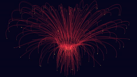 explosive red fireworks illuminate the dark sky