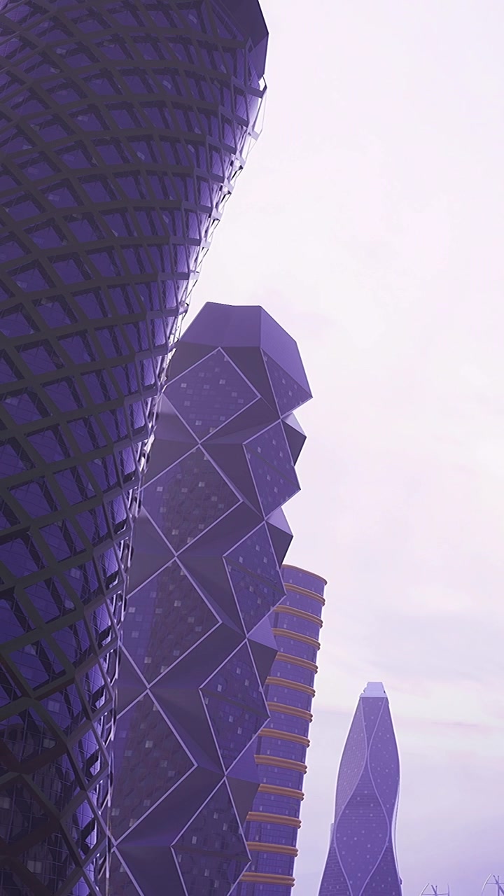 Design di edifici unici nello skyline di una città in una giornata nuvolosa