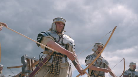 roman soldiers practicing archery