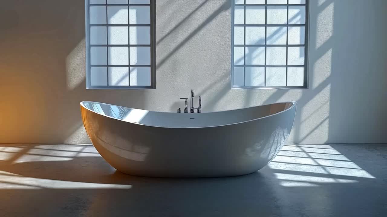 Modern Bathroom with Freestanding Bathtub and Sunlight