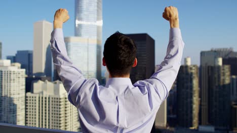 asian chinese male business manager on chicago rooftop