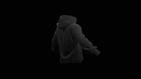 black hoodie rotated with alpha channel. animation clothing design