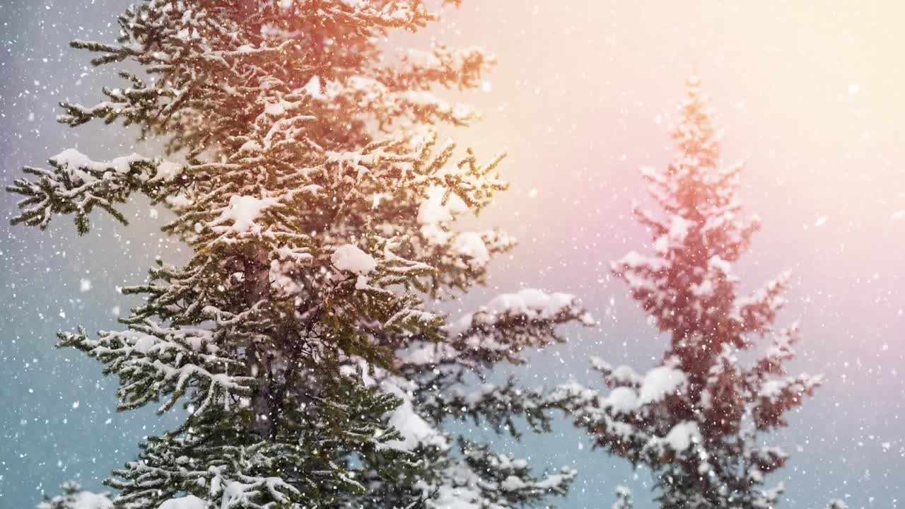 눈이 내리고 소나무들이