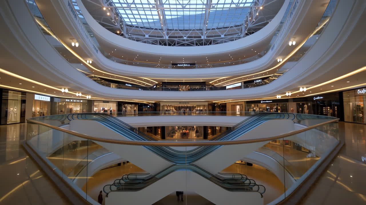 현대적인 다층 쇼핑몰 인테리어