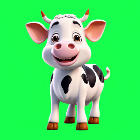 cute cartoon cow illustration animation isolated asset, transparent 4k video, alpha channel, prores