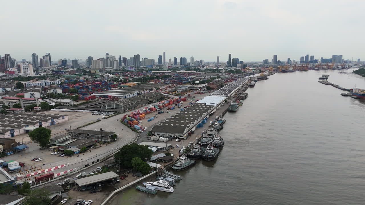 Aerial View Of The International Port Of Klong Toei Port On The Chao Phraya River In The Khlong Toei District Of Bangkok, Thailand