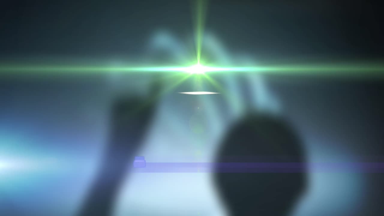 animación de puntos de luz sobre la mano con la forma