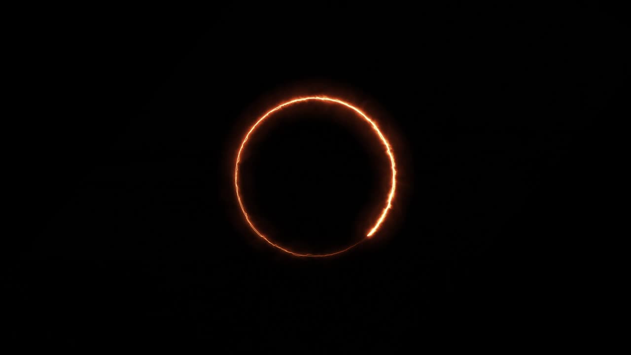 Ring of neon gold fire circle spinning in a progress loop