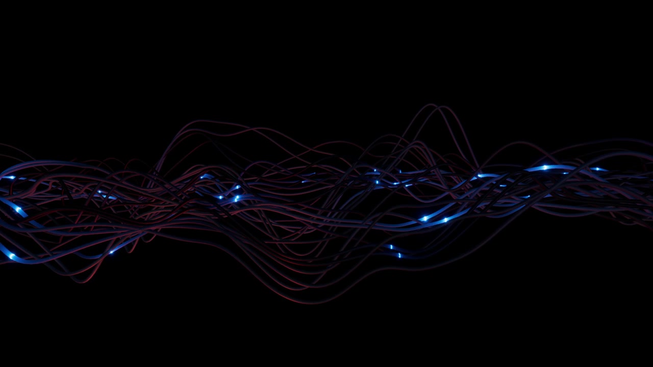 Abstract 3D Glowing Blue and Purple Fiber Optic Cables