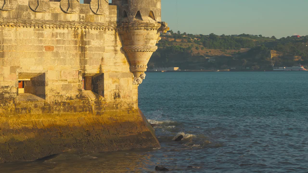 Belem Tower detail during sunset, Portugal