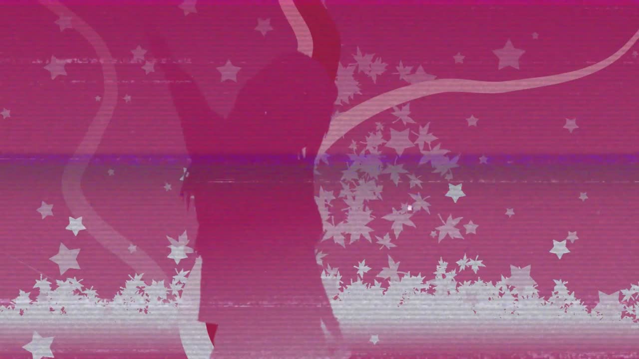 분홍색 배경에 춤추는 여성의 빈티지 비디오