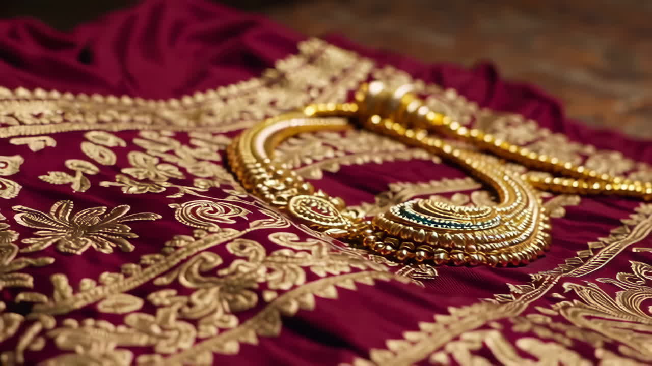 Indian Wedding Jewelry on Maroon Saree