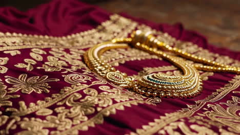 indian wedding jewelry on maroon saree