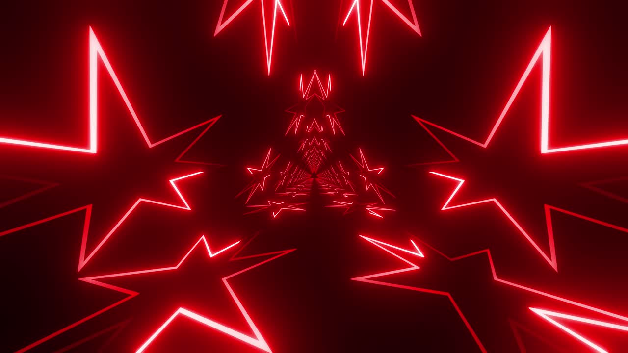 Red Neon Star Tunnel