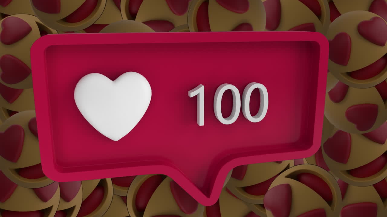 Rostoucí čísla s ikonou srdce na pozadí pohybujících se emoji obličejů s naštvaným výrazem a očima ve tvaru srdce.
