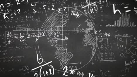 animación digital de símbolos matemáticos y fórmulas flotantes contra ecuaciones matemáticas y g