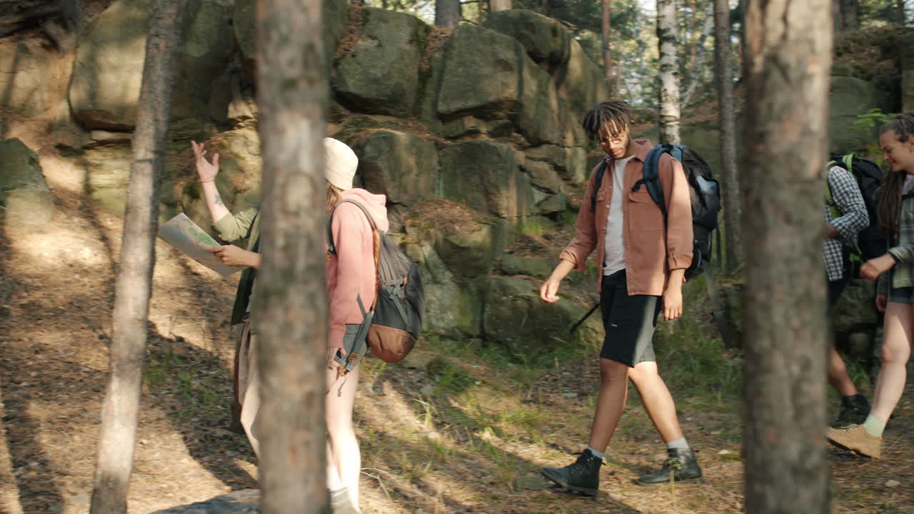 Friends Hiking in the Woods