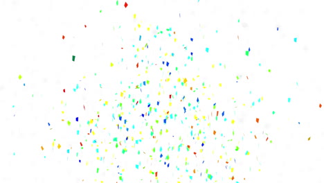 animación de caídas de formas de confeti coloridas sobre un fondo blanco