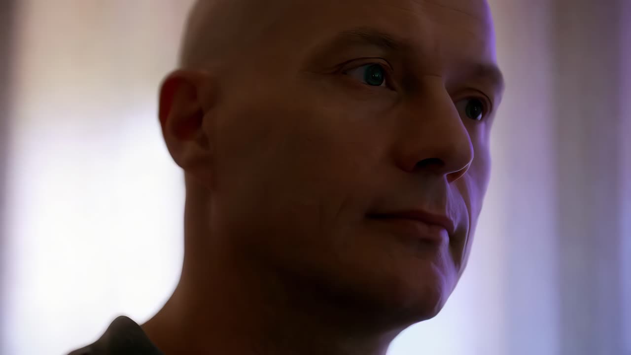 retrato en primer plano de un hombre calvo