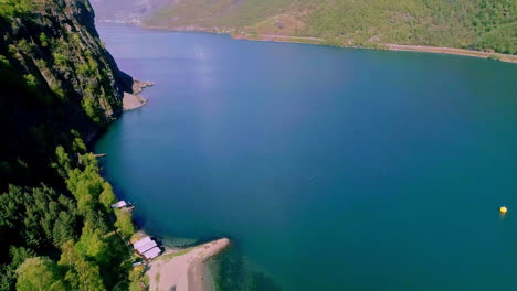 sunny day at the beautiful nature in the aurlandsfjord in norway