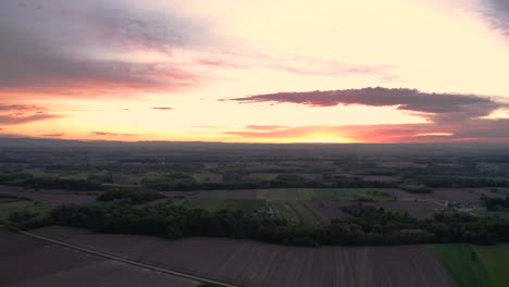 Incredible-steady-drone-footage-like-it-is-picture,-filming-beautiful-sunset,-stunning-Bosnia-and-Herzegovina,-perfect-blend-of-flat-land,-mountains,-weather,sunset-and-nature