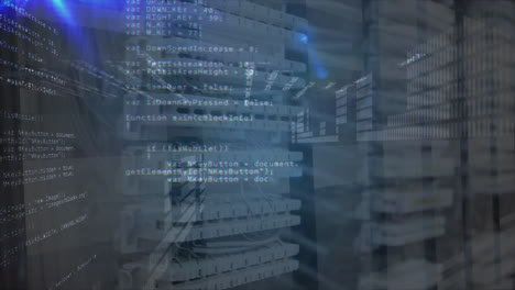 animación del procesamiento de datos a través de servidores informáticos