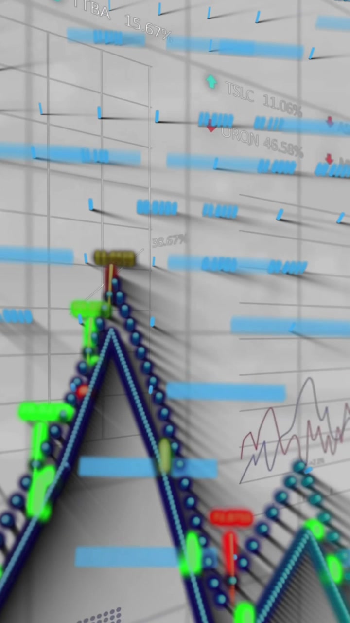 Animation der Finanzdatenverarbeitung auf weißem Hintergrund