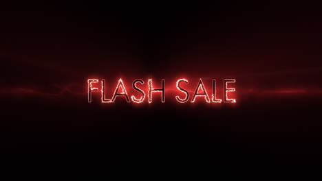 neon red flash sale text appearing against a black screen 4k