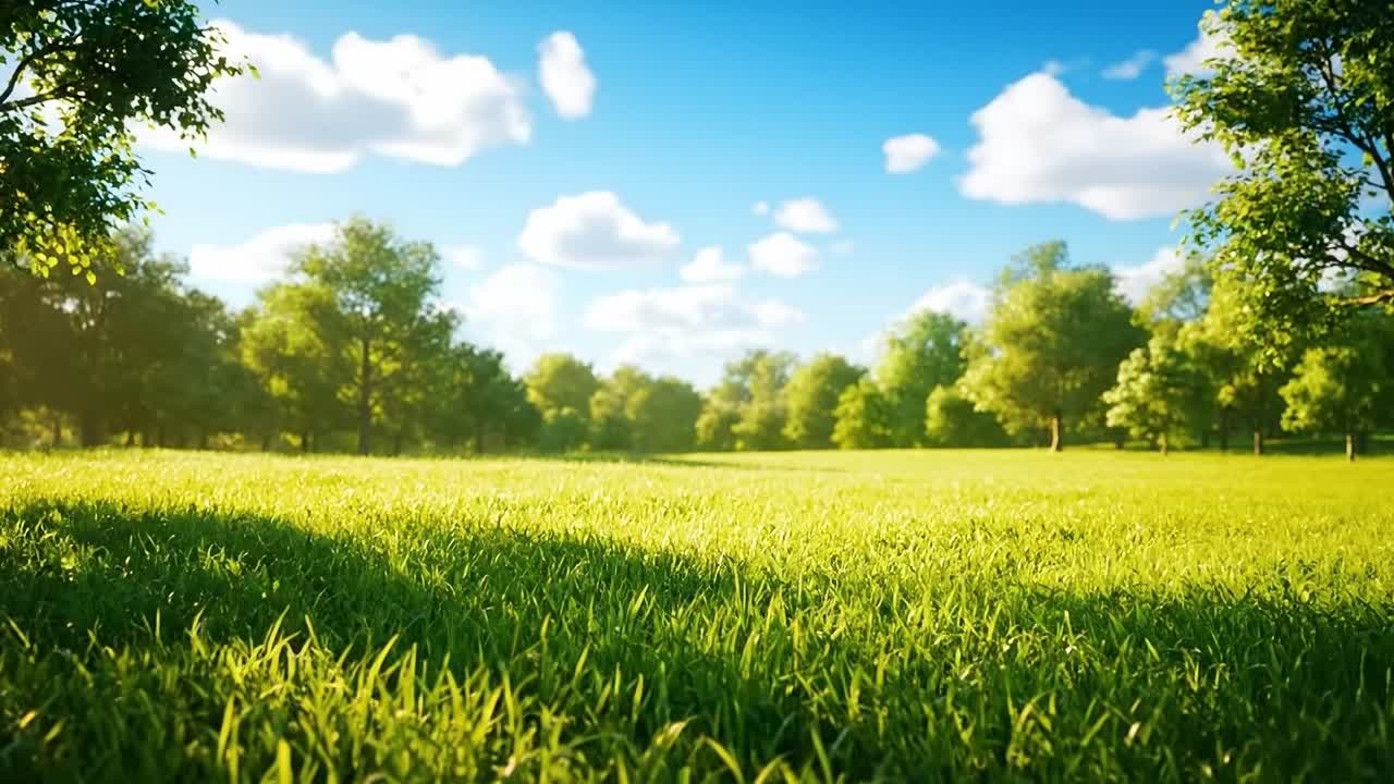 A field of green grass with trees in the background | Premium Stock ...