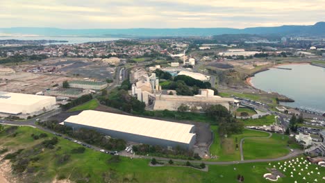 aerial drone view of port kembla, in the illawarra region of nsw