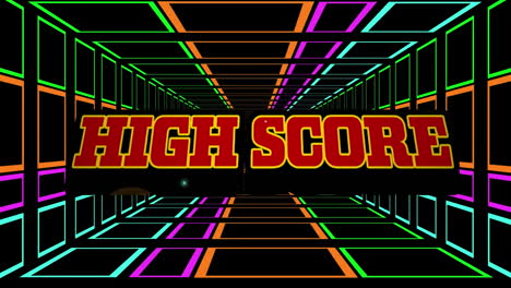 animation of the words high score on video computer game screen
