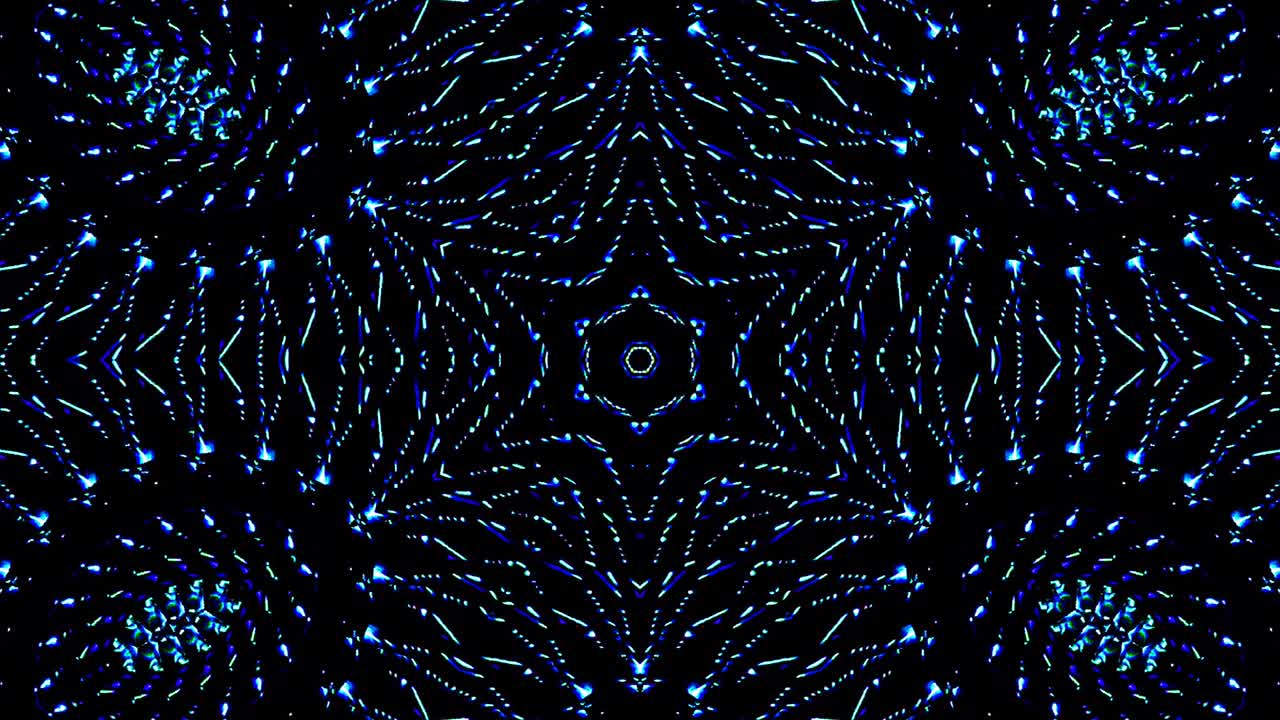 light wave abstract dots set blue color kaleidoscope black background