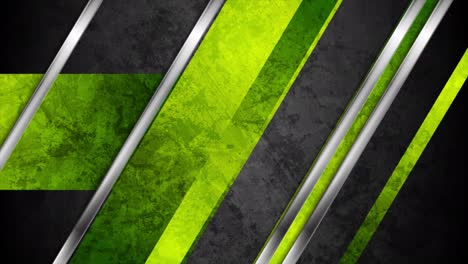 black and green grunge tech motion background with metallic stripes