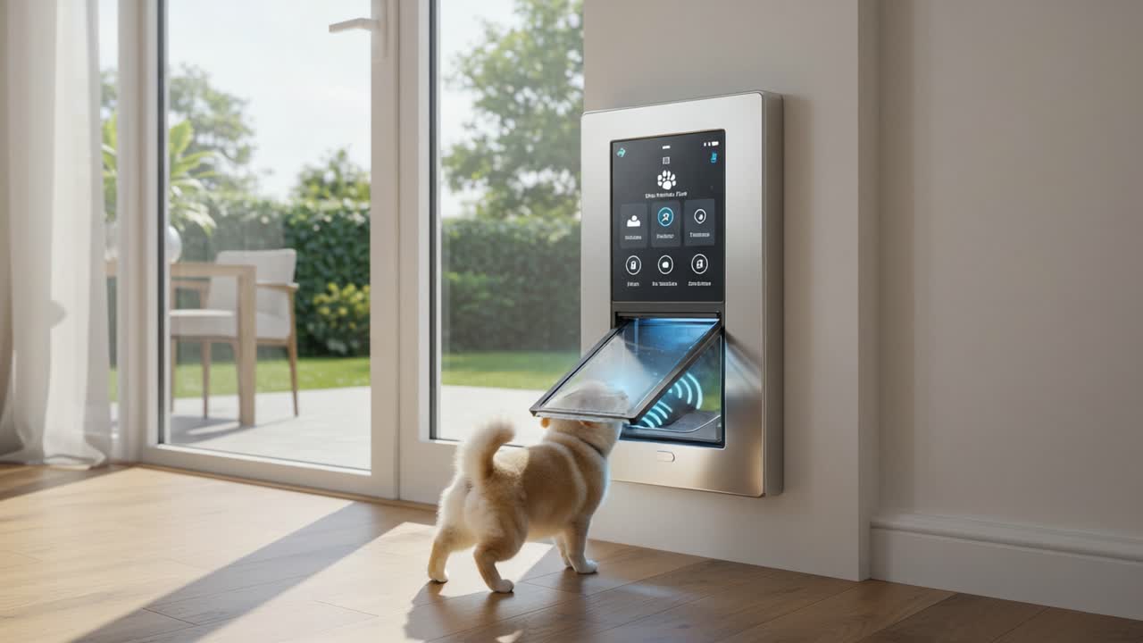 An Advanced Smart Pet Door Enables Dogs to Enter and Exit a Home With ...