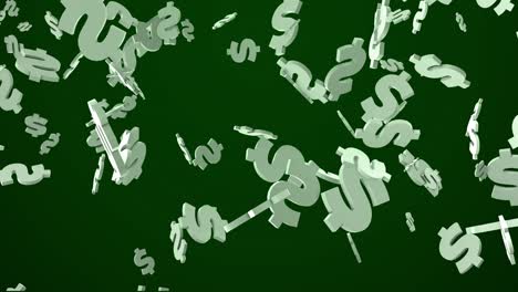 abstract 3d dollar signs falling over green. animation beautiful background with american dollar. design can be used for your ad, banner of usd money. 4k video motion graphic