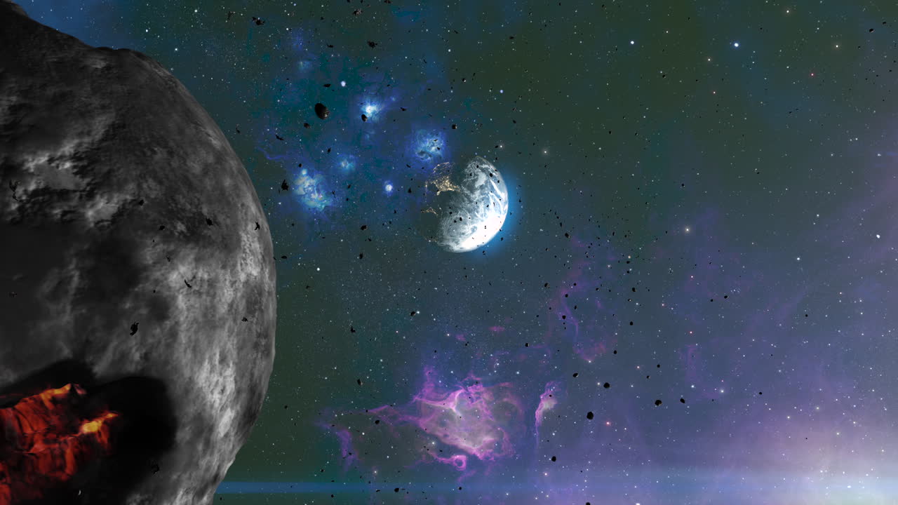 impacto de un asteroide en la tierra, simulación de una colisión cósmica