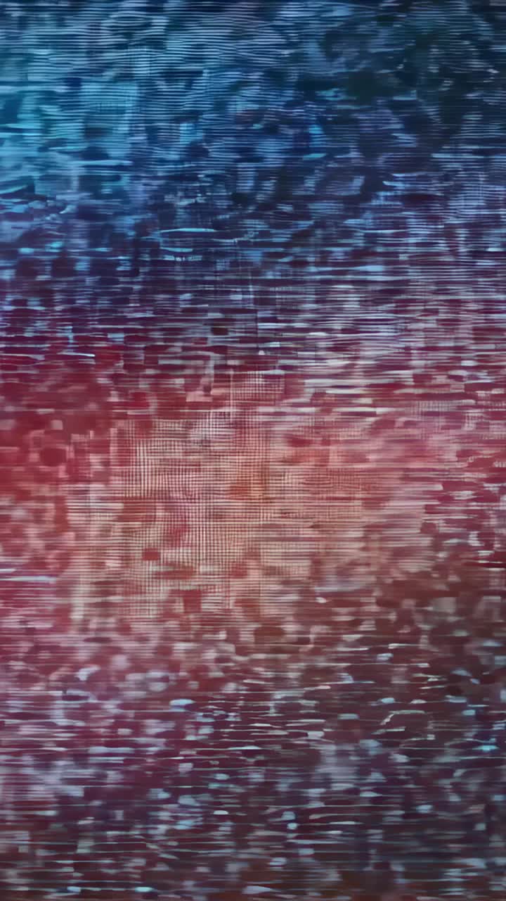 Vertical video: Taping CRT screen showing static in dark room as camera zooming in revealing grid