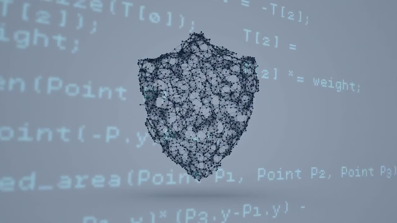 Animation of data processing and shield icon