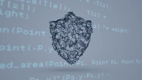 animación del procesamiento de datos y el icono del escudo