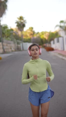 woman running on a city street