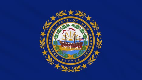 new hampshire flag flutters in the wind, loop for background