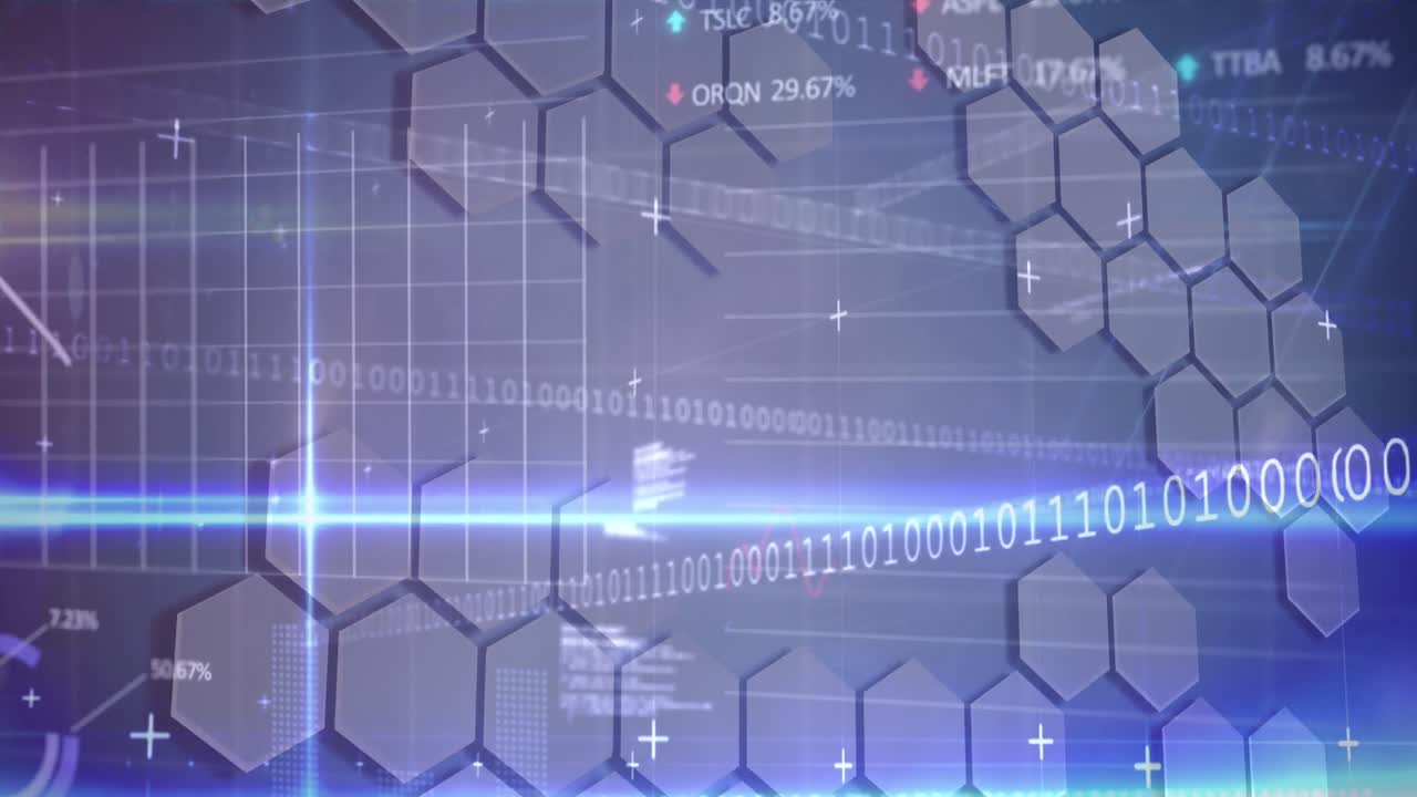 데이터 처리 및 6각형에 대한 바이너리 코딩의 애니메이션