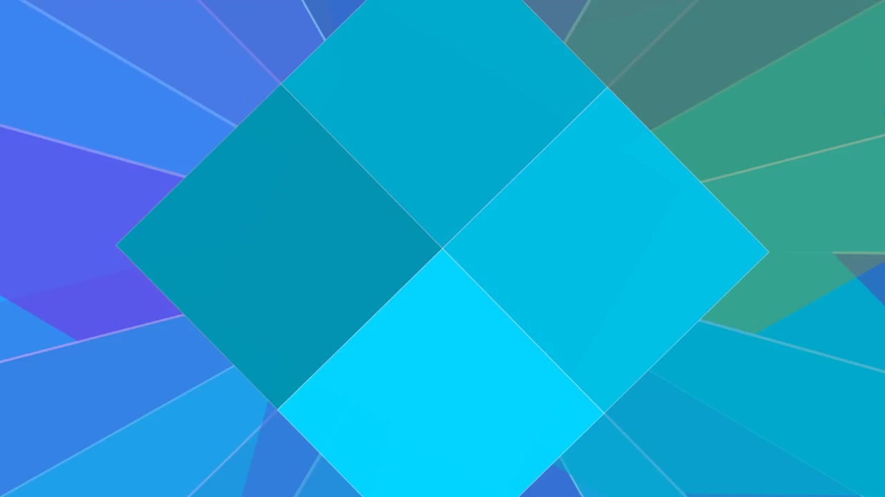 Grafica in movimento geometrica astratta con quadrati blu in espansione