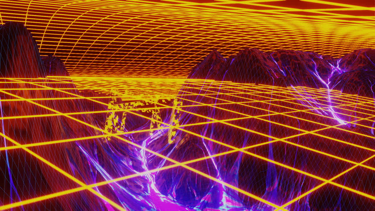 retro futurista cosmos planeta de la galaxia con neón