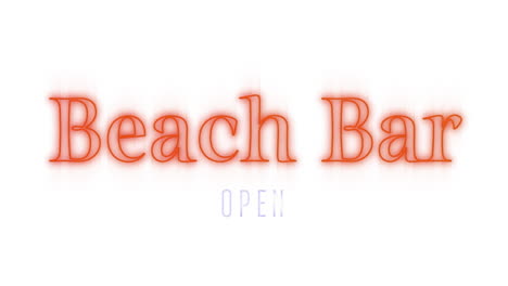 beach bar open sign in orange on white