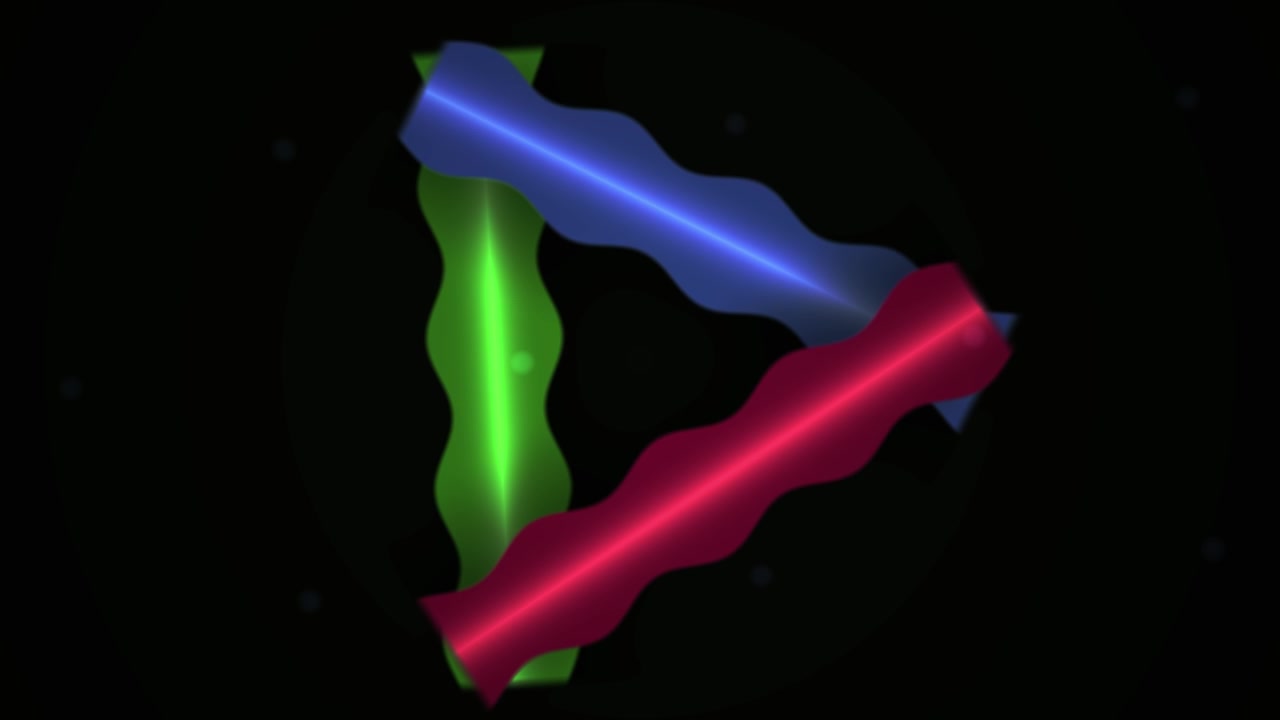 Geometric Abstract Animation of Rotating Wavy RGB Ribbons