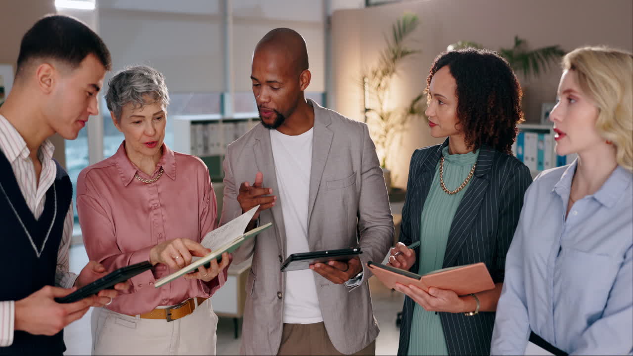 Diverse Business Team Collaborating in a Modern Office