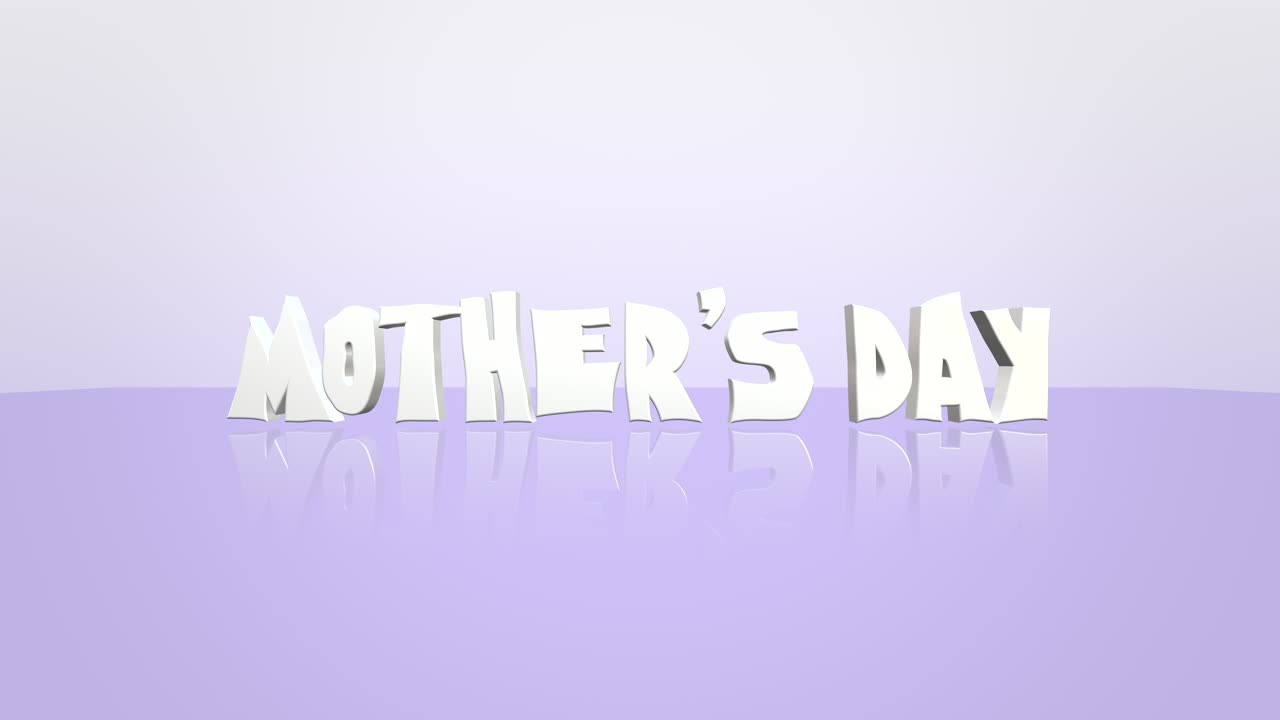 Cartoon white Mothers Day text on purple gradient